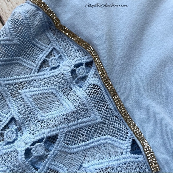 Boston Proper blue 2PC embellished top + jogger lounge set *shop@iamwarrior - Picture 8 of 15